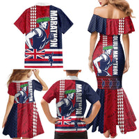 Honolulu Running 2024 Family Matching Mermaid Dress and Hawaiian Shirt Marathon Competition Hula Runner and Kakau Art Tattoo