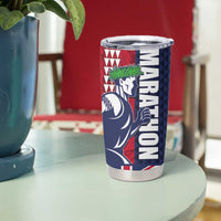 Honolulu Running 2024 Tumbler Cup Marathon Competition Hula Runner and Kakau Art Tattoo