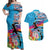 Honolulu Anniversary 52nd Running Couples Matching Off Shoulder Maxi Dress and Hawaiian Shirt Marathon Competition Kakau Pattern Blue Color