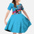 Honolulu Anniversary 52nd Running Family Matching Long Sleeve Bodycon Dress and Hawaiian Shirt Marathon Competition Kakau Pattern Blue Color