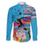 Honolulu Anniversary 52nd Running Family Matching Long Sleeve Bodycon Dress and Hawaiian Shirt Marathon Competition Kakau Pattern Blue Color