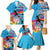 Honolulu Anniversary 52nd Running Family Matching Mermaid Dress and Hawaiian Shirt Marathon Competition Kakau Pattern Blue Color