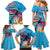 Honolulu Anniversary 52nd Running Family Matching Mermaid Dress and Hawaiian Shirt Marathon Competition Kakau Pattern Blue Color
