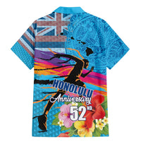 Honolulu Anniversary 52nd Running Family Matching Mermaid Dress and Hawaiian Shirt Marathon Competition Kakau Pattern Blue Color