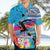 Honolulu Anniversary 52nd Running Hawaiian Shirt Marathon Competition Kakau Pattern Blue Color