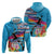 Honolulu Anniversary 52nd Running Hoodie Marathon Competition Kakau Pattern Blue Color