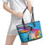 Honolulu Anniversary 52nd Running Leather Tote Bag Marathon Competition Kakau Pattern Blue Color