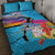 Honolulu Anniversary 52nd Running Quilt Bed Set Marathon Competition Kakau Pattern Blue Color