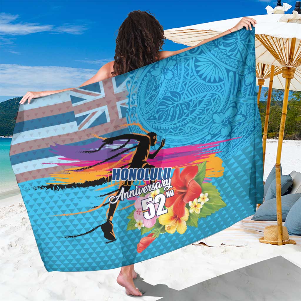 Honolulu Anniversary 52nd Running Sarong Marathon Competition Kakau Pattern Blue Color