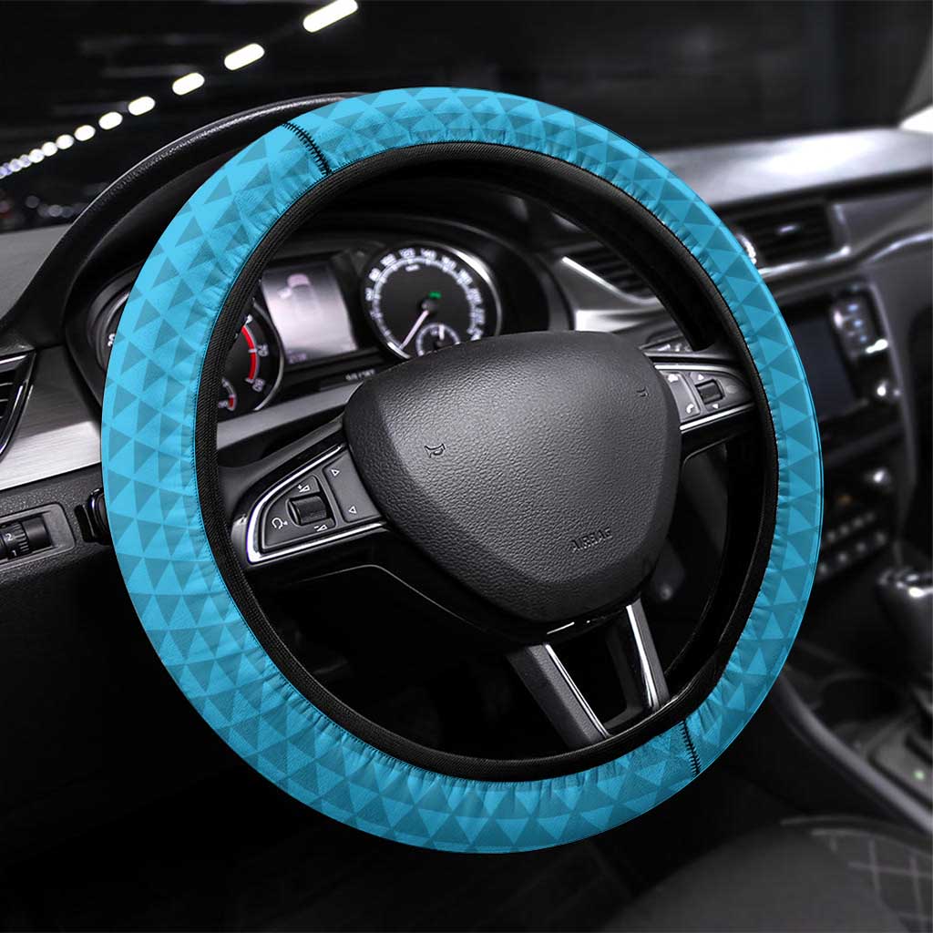 Honolulu Anniversary 52nd Running Steering Wheel Cover Marathon Competition Kakau Pattern Blue Color