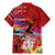 Honolulu Anniversary 52nd Running Family Matching Mermaid Dress and Hawaiian Shirt Marathon Competition Kakau Pattern Red Color