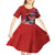 Honolulu Anniversary 52nd Running Kid Short Sleeve Dress Marathon Competition Kakau Pattern Red Color