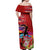Honolulu Anniversary 52nd Running Off Shoulder Maxi Dress Marathon Competition Kakau Pattern Red Color