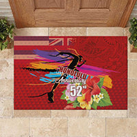 Honolulu Anniversary 52nd Running Rubber Doormat Marathon Competition Kakau Pattern Red Color