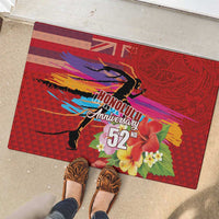 Honolulu Anniversary 52nd Running Rubber Doormat Marathon Competition Kakau Pattern Red Color