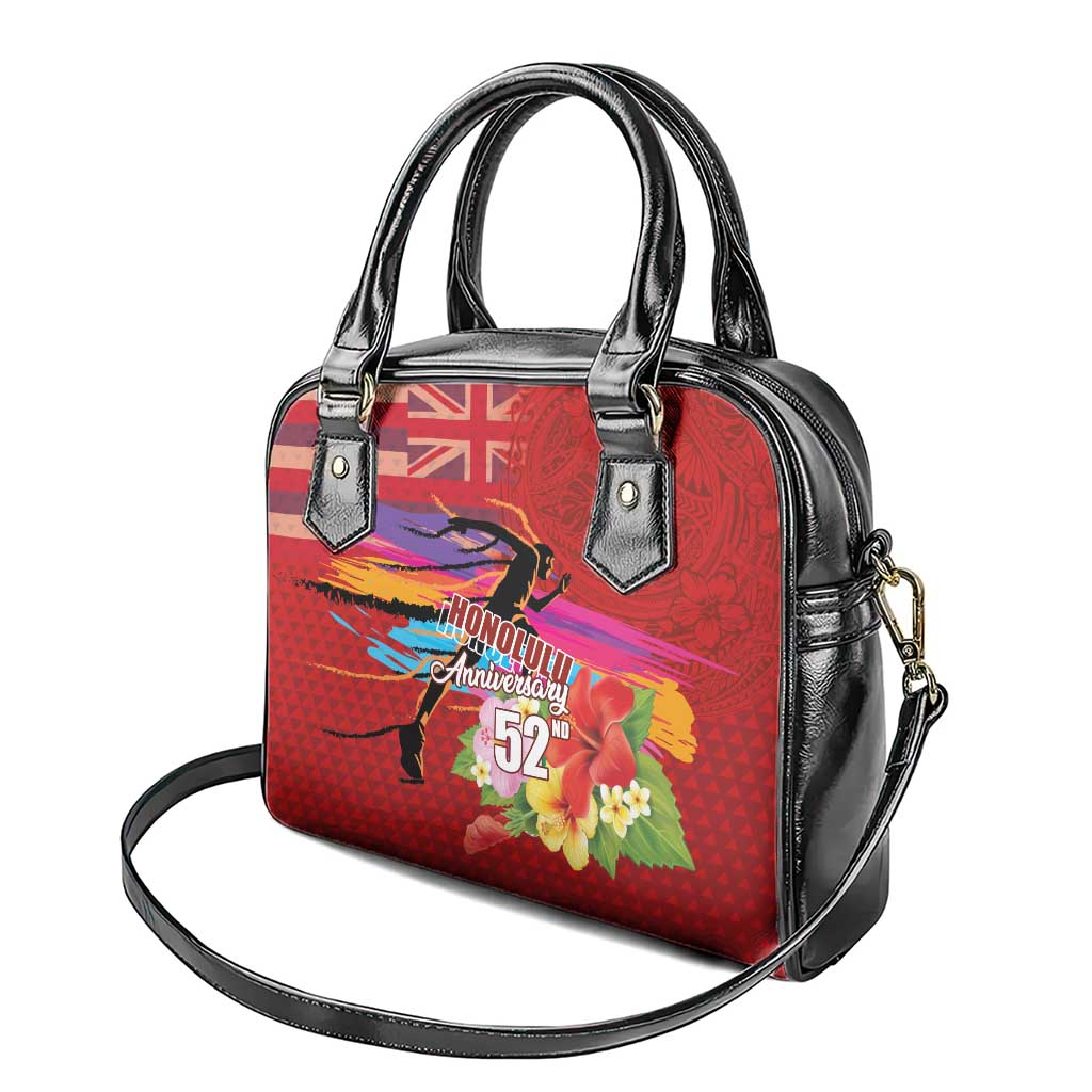 Honolulu Anniversary 52nd Running Shoulder Handbag Marathon Competition Kakau Pattern Red Color