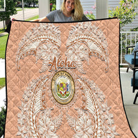 Hawaii Tropical Flowers with Kakau Tribal Quilt Peach Fuzz Color LT03 Peach Fuzz - Polynesian Pride