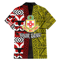 Tonga Kolisi Tonga Family Matching Off Shoulder Short Dress and Hawaiian Shirt Ngatu and Geometric Pattern LT03 - Polynesian Pride