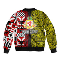 Tonga Kolisi Tonga Sleeve Zip Bomber Jacket Ngatu and Geometric Pattern LT03 - Polynesian Pride
