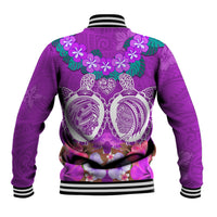 Polynesian Valentine Day Baseball Jacket Love Couple Turtle Maori Hibiscus Purple LT03 - Polynesian Pride
