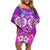 Polynesian Valentine Day Off Shoulder Short Dress Love Couple Turtle Maori Hibiscus Purple LT03 Women Purple - Polynesian Pride