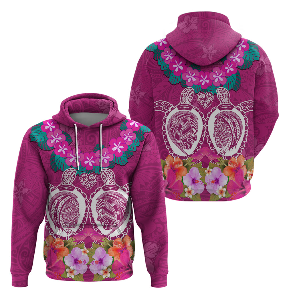 Polynesian Valentine Day Zip Hoodie Love Couple Turtle Maori Hibiscus Pink LT03 - Polynesian Pride