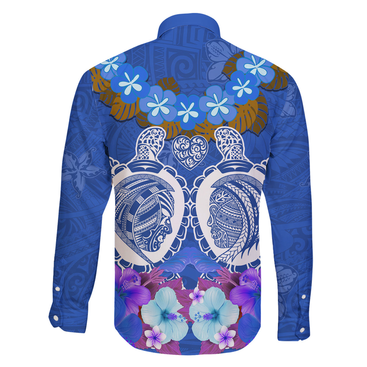 Polynesian Valentine Day Family Matching Tank Maxi Dress and Hawaiian Shirt Love Couple Turtle Maori Hibiscus Blue LT03 - Polynesian Pride