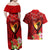 Hawaii Valentine Day Couples Matching Off Shoulder Maxi Dress and Hawaiian Shirt Couple on Beach mix Hibiscus and Polynesian Tattoo LT03 - Polynesian Pride