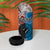 Personalised Aotearoa and Fiji Together 4 in 1 Can Cooler Tumbler Melanesian Warrior and Koru - Taniko with Hibiscus Tapa Pattern