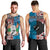 Personalised Aotearoa and Fiji Together Men Tank Top Melanesian Warrior and Koru - Taniko with Hibiscus Tapa Pattern