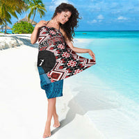 Personalised Aotearoa and Fiji Together Sarong Melanesian Warrior and Koru - Taniko with Hibiscus Tapa Pattern