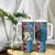 Personalised Aotearoa and Fiji Together Tumbler With Handle Melanesian Warrior and Koru - Taniko with Hibiscus Tapa Pattern