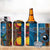 Personalised Australia and Fiji Together 4 in 1 Can Cooler Tumbler Tribal Palm Tree with Tapa and Aboriginal Animals Half Style