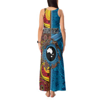 Personalised Australia and Fiji Together Tank Maxi Dress Tribal Palm Tree with Tapa and Aboriginal Animals Half Style