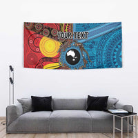 Personalised Australia and Fiji Together Tapestry Tribal Palm Tree with Tapa and Aboriginal Animals Half Style