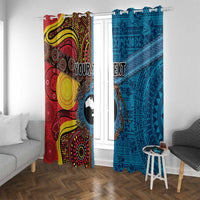 Personalised Australia and Fiji Together Window Curtain Tribal Palm Tree with Tapa and Aboriginal Animals Half Style