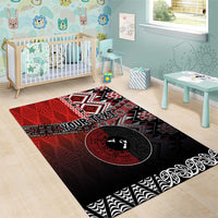 Personalised Aotearoa and Tonga Together Area Rug Manaia and Tongan Tribal Cross - Taniko and Ngatu Art Tattoo