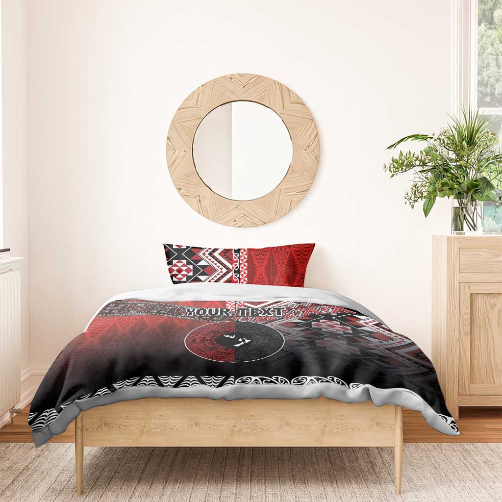Personalised Aotearoa and Tonga Together Bedding Set Manaia and Tongan Tribal Cross - Taniko and Ngatu Art Tattoo