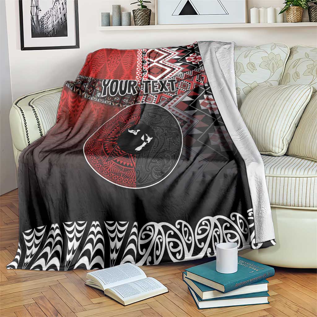 Personalised Aotearoa and Tonga Together Blanket Manaia and Tongan Tribal Cross - Taniko and Ngatu Art Tattoo