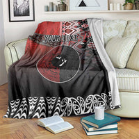 Personalised Aotearoa and Tonga Together Blanket Manaia and Tongan Tribal Cross - Taniko and Ngatu Art Tattoo LT03 Red - Polynesian Pride