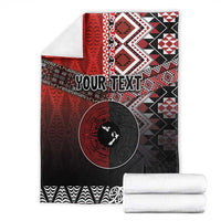 Personalised Aotearoa and Tonga Together Blanket Manaia and Tongan Tribal Cross - Taniko and Ngatu Art Tattoo LT03 - Polynesian Pride
