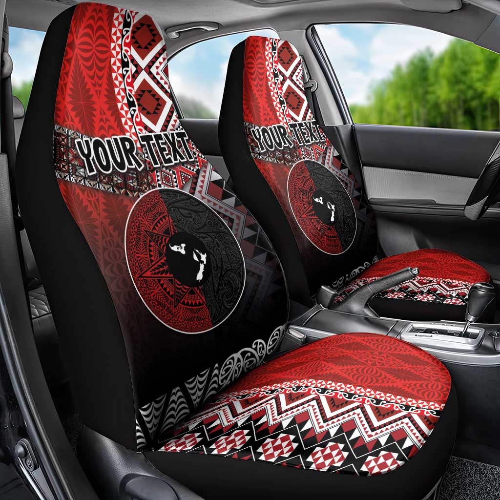 Personalised Aotearoa and Tonga Together Car Seat Cover Manaia and Tongan Tribal Cross - Taniko and Ngatu Art Tattoo LT03 - Polynesian Pride