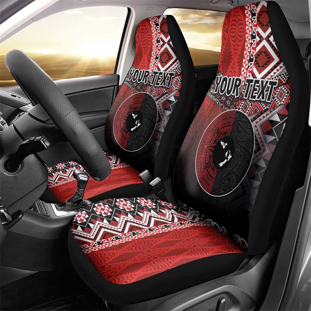 Personalised Aotearoa and Tonga Together Car Seat Cover Manaia and Tongan Tribal Cross - Taniko and Ngatu Art Tattoo LT03 - Polynesian Pride