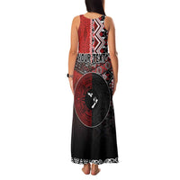 Personalised Aotearoa and Tonga Together Family Matching Tank Maxi Dress and Hawaiian Shirt Manaia and Tongan Tribal Cross - Taniko and Ngatu Art Tattoo