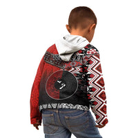 Personalised Aotearoa and Tonga Together Kid Hoodie Manaia and Tongan Tribal Cross - Taniko and Ngatu Art Tattoo
