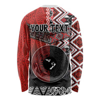 Personalised Aotearoa and Tonga Together Long Sleeve Shirt Manaia and Tongan Tribal Cross - Taniko and Ngatu Art Tattoo LT03 - Polynesian Pride