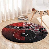 Personalised Aotearoa and Tonga Together Round Carpet Manaia and Tongan Tribal Cross - Taniko and Ngatu Art Tattoo LT03 - Polynesian Pride