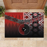 Personalised Aotearoa and Tonga Together Rubber Doormat Manaia and Tongan Tribal Cross - Taniko and Ngatu Art Tattoo LT03 Red - Polynesian Pride