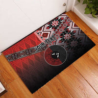 Personalised Aotearoa and Tonga Together Rubber Doormat Manaia and Tongan Tribal Cross - Taniko and Ngatu Art Tattoo LT03 - Polynesian Pride