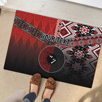 Personalised Aotearoa and Tonga Together Rubber Doormat Manaia and Tongan Tribal Cross - Taniko and Ngatu Art Tattoo LT03 - Polynesian Pride